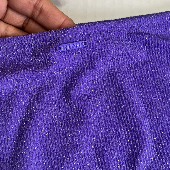PINK Victoria’s Secret Glittery Purple Swim Bottom Size Large NWT Beach Vacation - Picture 5 of 9